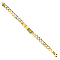 14KT White and Yellow Gold 8.5-inch 9MM Curb Pave ID Bracelet