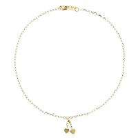 14KT Yellow Gold 10-inch Heart Anklet