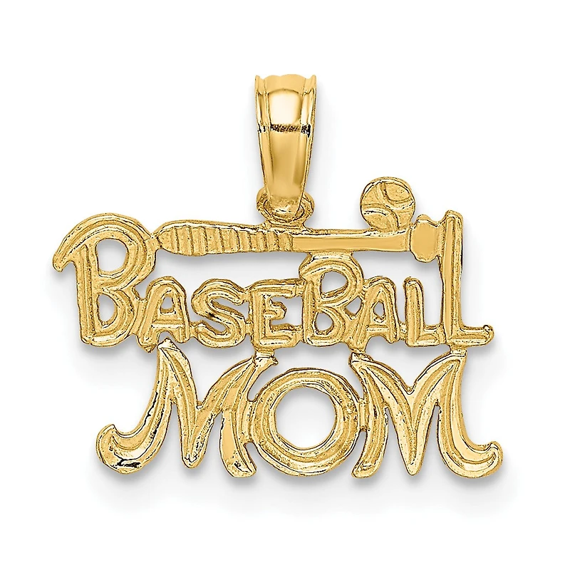 14KT Yellow Gold 11X16MM Baseball Mom Charm