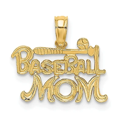 14KT Yellow Gold 11X16MM Baseball Mom Charm