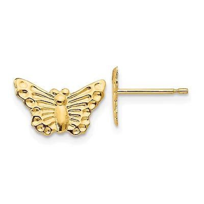 14KT Yellow Gold 12X8MM Butterfly Stud Earrings