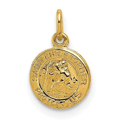 14KT Yellow Gold 14X8MM Medal Saint Christopher Pendant. Chain Not Included