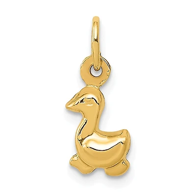 14KT Yellow Gold 15X6MM Three Dimensional Duck Pendant. Chain Not Included