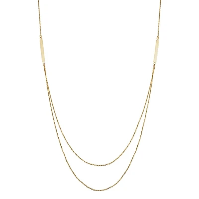14KT Yellow Gold 18-inch Layered Bar Necklace
