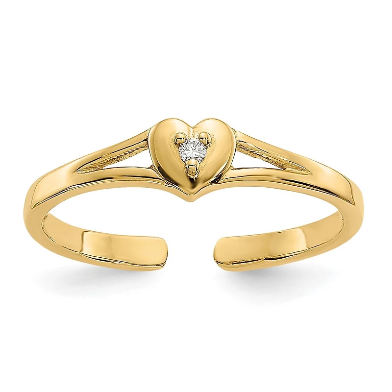 14KT Yellow Gold 1/100 CTW Heart Toe Ring