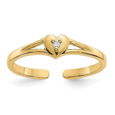 14KT Yellow Gold 1/100 CTW Heart Toe Ring