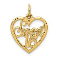 14KT Yellow Gold 21X15MM Sweet 16 Charm. Chain not Included