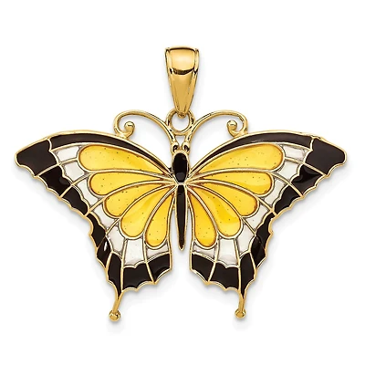 14KT Yellow Gold 24X31MM Butterfly Pendant. Chain Not Included
