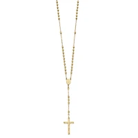 14KT Yellow Gold 24-inch Diamond-cut Lobster Clasp Beaded Rosary Necklace