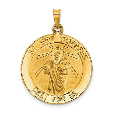 14KT Yellow Gold 31X22MM Medal Saint Jude Pendant. Chain Not Included