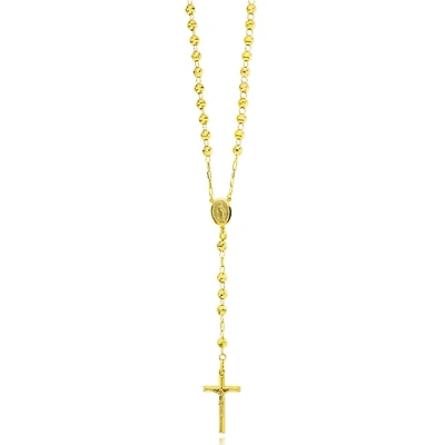 14KT Yellow Gold 31-inch 6MM Bead Rosary Necklace