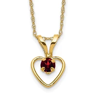 14KT Yellow Gold 3MM Round Garnet 15-inch Childrens Birthstone Pendant
