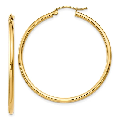 14KT Yellow Gold 40X2MM Hoop Earrings