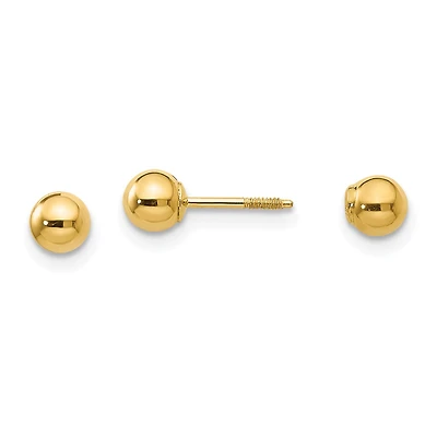 14KT Yellow Gold 4MM Reversible Ball Stud Earrings