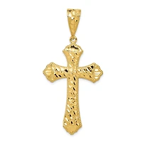 14KT Yellow Gold 57X27MM Diamond-cut Cross Pendant. Chain Not Included