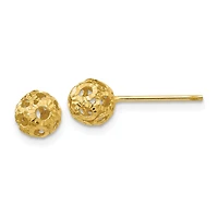 14KT Yellow Gold 5MM Diamond-cut Ball Stud Earrings