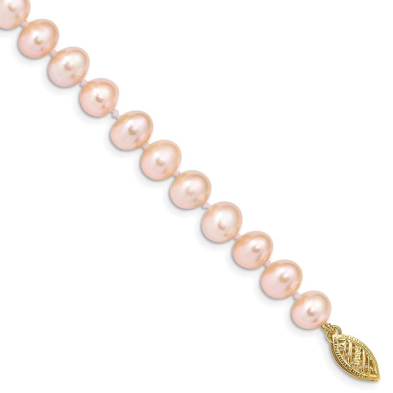 14KT Yellow Gold 7X8MM Near Round Pearl 7.5-inch Bracelet