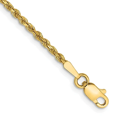 14KT Yellow Gold 7-inch 1.75MM Diamond-cut Lobster Clasp Rope Bracelet