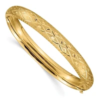 14KT Yellow Gold 7-inch 9MM Hinged Safety Clasp Bangle Bracelet