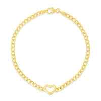 14KT Yellow Gold 7-inch Heart Bracelet