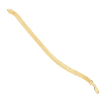 14KT Yellow Gold 7-inch Herringbone Triple Strand Bracelet