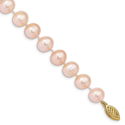 14KT Yellow Gold 8X9MM Near Round Pearl 7.5-inch Bracelet