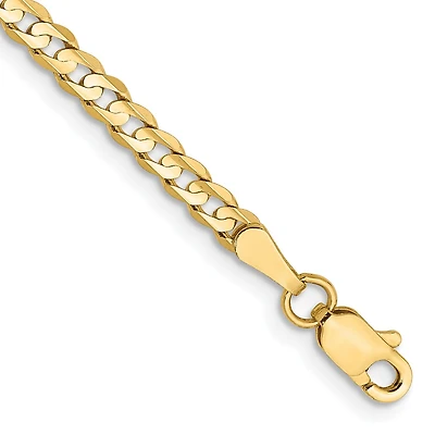 14KT Yellow Gold 8-inch 3MM Lobster Clasp Curb Bracelet