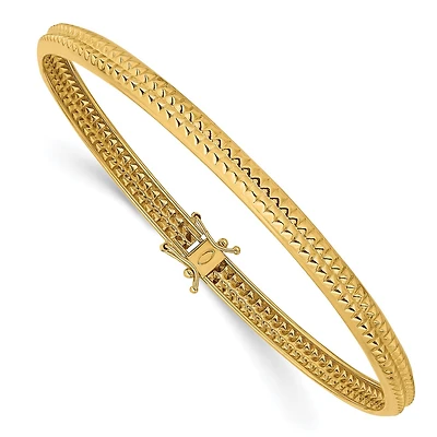 14KT Yellow Gold 8-inch 5MM Safety Clasp Flexible Bangle Bracelet