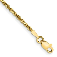 14KT Yellow Gold 9-inch 1.75MM Diamond-cut Lobster Clasp Rope Anklet