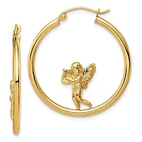 14KT Yellow Gold Angel Hoop Earrings