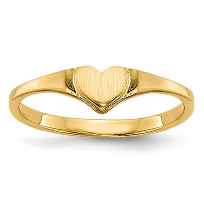 14KT Yellow Gold Childrens Heart Ring; Size 3