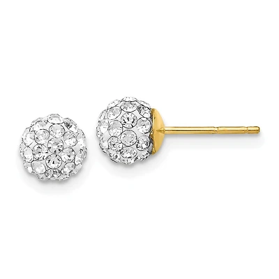 14KT Yellow Gold Crystal 6MM Ball Stud Earrings