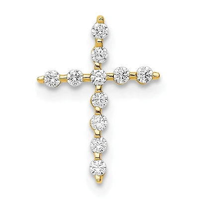 14KT Yellow Gold Cubic Zirconia Childrens Cross Pendant. Chain Not Included