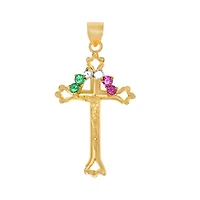 Roberto Martinez 14KT Yellow Gold Cubic Zirconia Crucifix Cross Pendant. Chain Not Included