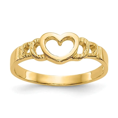 14KT Yellow Gold Heart Baby Ring; Size 3