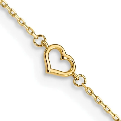 14K Heart 10in Plus 1in ext. Anklet