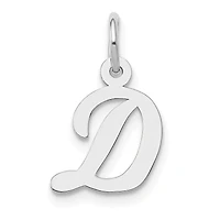14k White Gold Small Script Initial D Charm