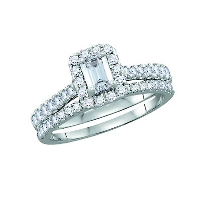 Signature Diamond Dreams 1 1/4 CTW Natural Diamond Halo Bridal Set Ring in 14KT White Gold