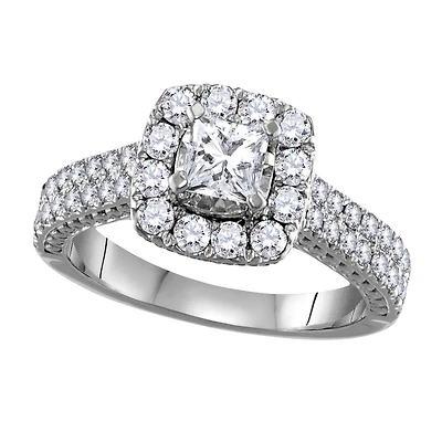 Signature 1 CTW Natural Diamond Halo Engagement Ring in 14KT White Gold