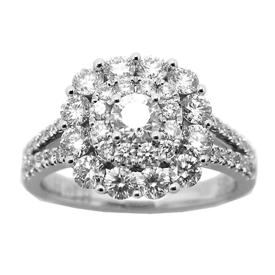 Signature 1 1/2 CTW Natural Diamond Halo Engagement Ring in 14KT White Gold