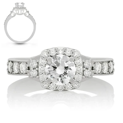 Signature 1 1/2 CTW Natural Diamond Halo Engagement Ring in 14KT White Gold