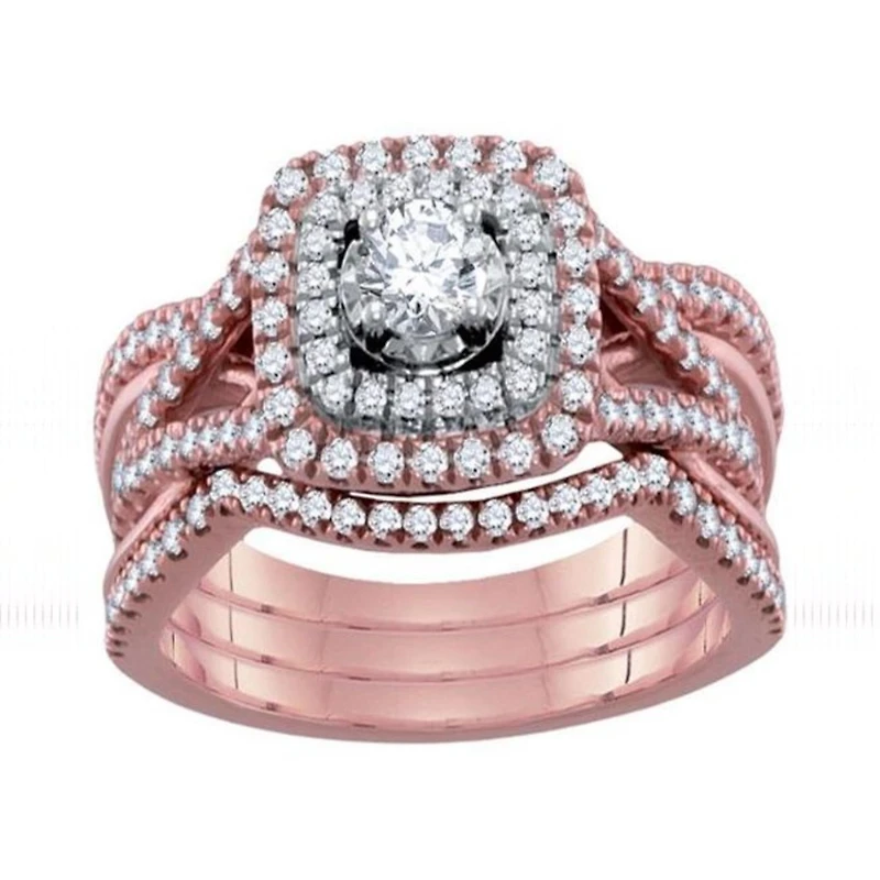 Signature 1 CTW Natural Diamond Bridal Set Ring in 14KT Rose Gold