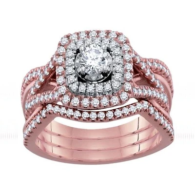 Signature 1 CTW Natural Diamond Bridal Set Ring in 14KT Rose Gold