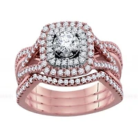 Signature 1 CTW Natural Diamond Bridal Set Ring in 14KT Rose Gold