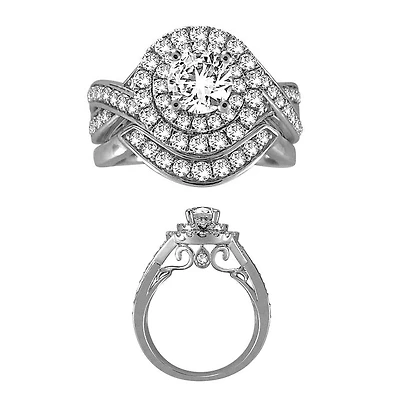 Signature 1-1/2 CTW Natural Diamond Bridal Set Ring in 14KT White Gold