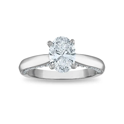 Signature EcoLove 2 CTW Lab Grown Diamond Solitaire Engagement Oval Ring in 14KT White Gold
