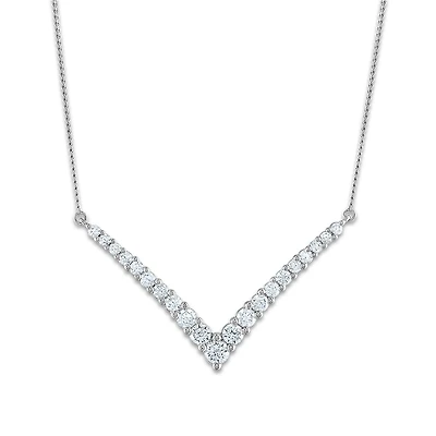 Signature EcoLove 3/4 CTW Lab Grown Diamond Chevron Design 17-inch Necklace in 14KT White Gold