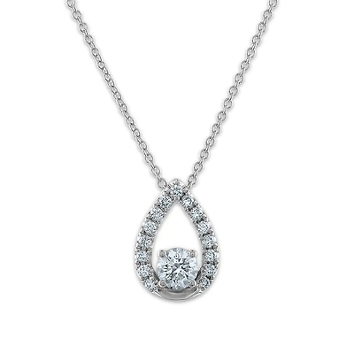 Signature EcoLove 1/2 CTW Lab Grown Diamond Fashion Teardrop 18-inch Pendant in 14KT White Gold