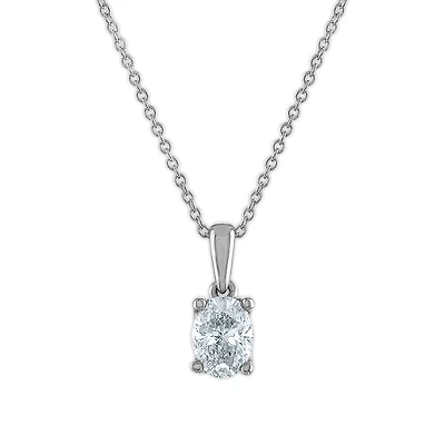 Signature EcoLove 3/4 CTW Lab Grown Diamond Solitaire Oval Shaped 18-inch Pendant in 14KT White Gold