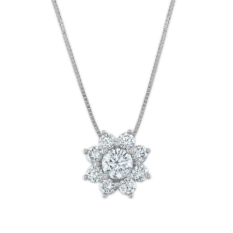 Signature EcoLove 3/4 CTW Lab Grown Diamond Fashion Flower Shaped 18-inch Pendant in 14KT White Gold